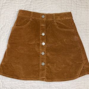 Brandy Melville Brown Corduroy Button Skirt